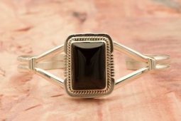 Genuine Black Onyx Sterling Silver Navajo Bracelet